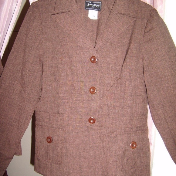 Beatiful 2 Piece Brown Flared Jacket & Skirt Set - Picture 2 of 2